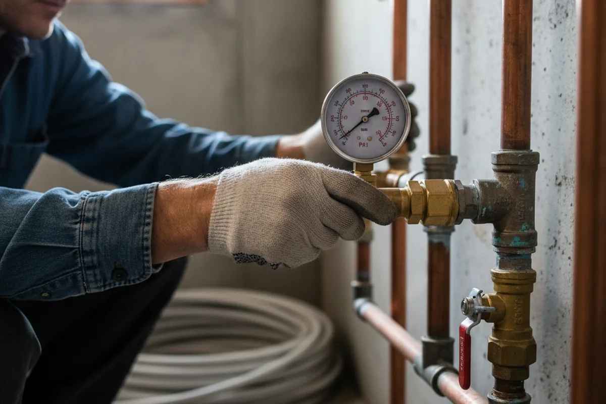 Pressure testing a repaired line during Water Line Repair in Williams Bay